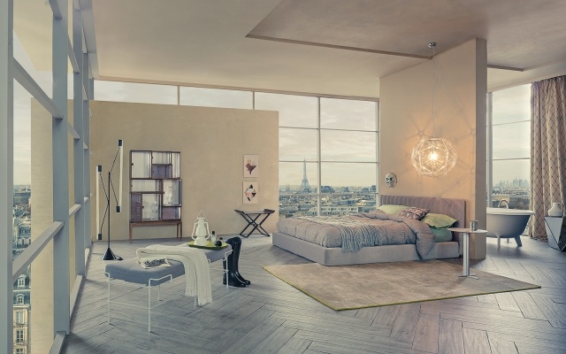 غرفة نوم مع عرض أفكار تصميم أسلوب تسلل