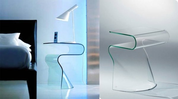 طاولة سرير زجاجية - شفافة - تصميم سحري