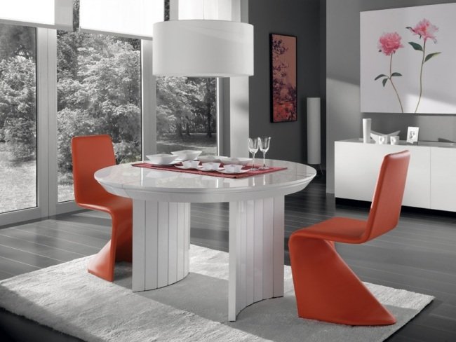 أفكار التصميم الداخلي لغرفة الطعام - طاولة طعام قابلة للتمديد ورنيش أبيض - كاسبر أبيض