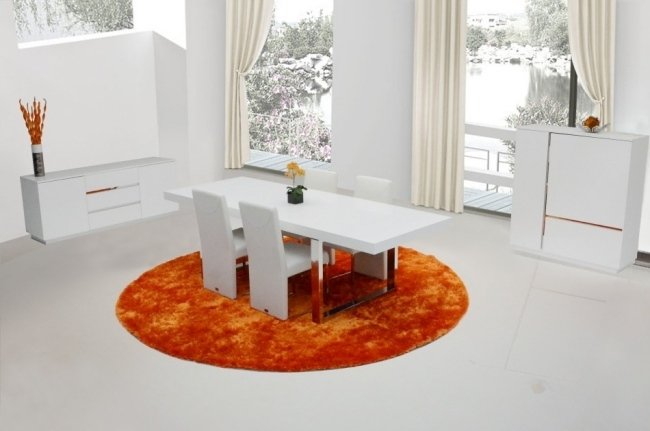 طاولة بيضاء تصميم قابل للتمديد سجادة برتقالية أرماني قوية