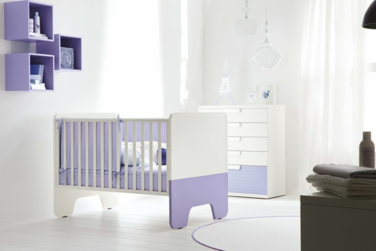 سرير اطفال-مصد-افكار-بنفسجي-لون-خشب-ابيض