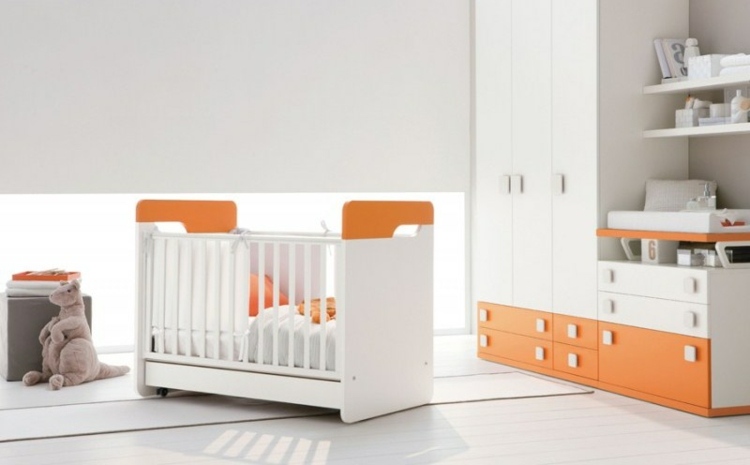 مصد سرير اطفال لون برتقالي خشب