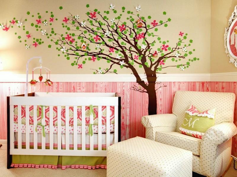 غرف اطفال - افكار - بنات - حائط - شجرة - حلوة