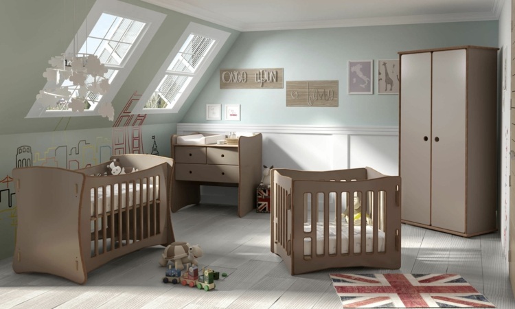 غرفة الاطفال-تصميم-اولاد-ركن-دولاب-سقف مائل-سرير اطفال-خشب