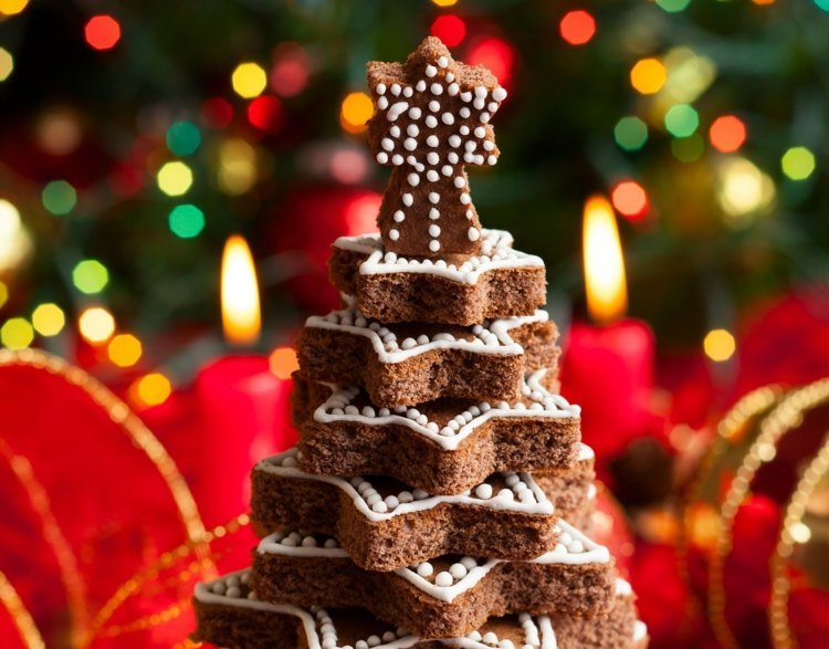 كعكة عيد الميلاد-هرم-نجمة-الصقيل-أفكار-أطفال-الخبز لعيد الميلاد