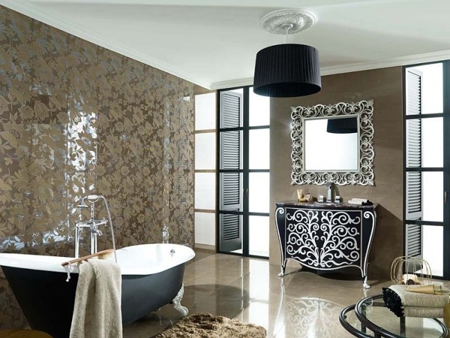 أثاث الحمام الكلاسيكي porcelanosa gamadecor مزينة بإطار مرآة غني