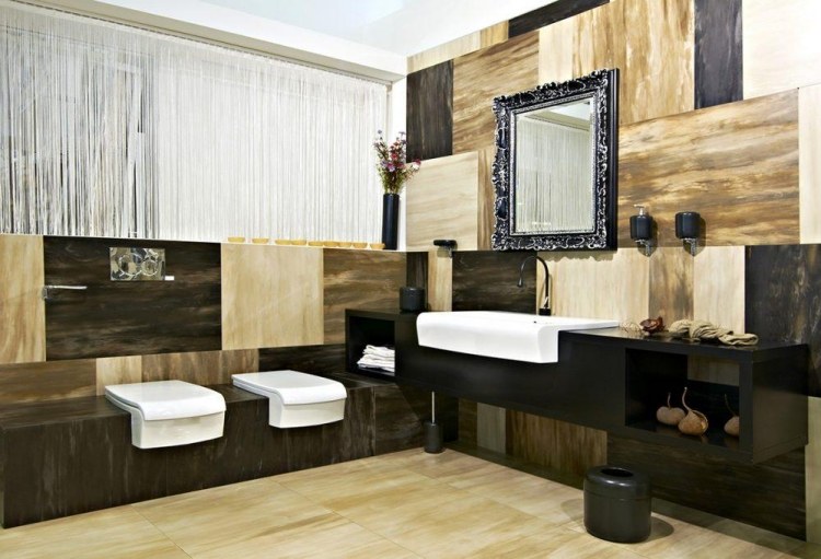 الحمام تجديد أثاث الحمام الحديث مغسلة خشبية بيضاء