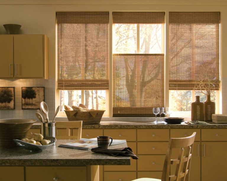 تصميم الخيزران الستائر الدوارة تأثيث المطبخ المطبخ جزيرة كرسي سطح العمل الرمادي