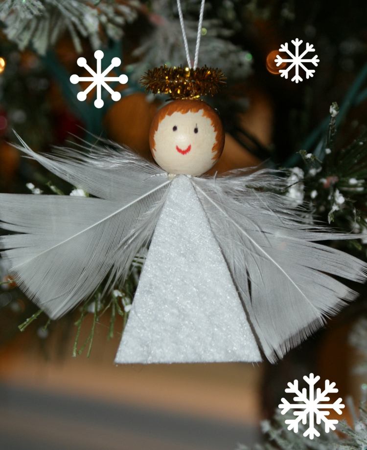 زخرفة عيد الميلاد مع نجوم الريش العبث فلوجل زخارف شجرة الشكل الملاك