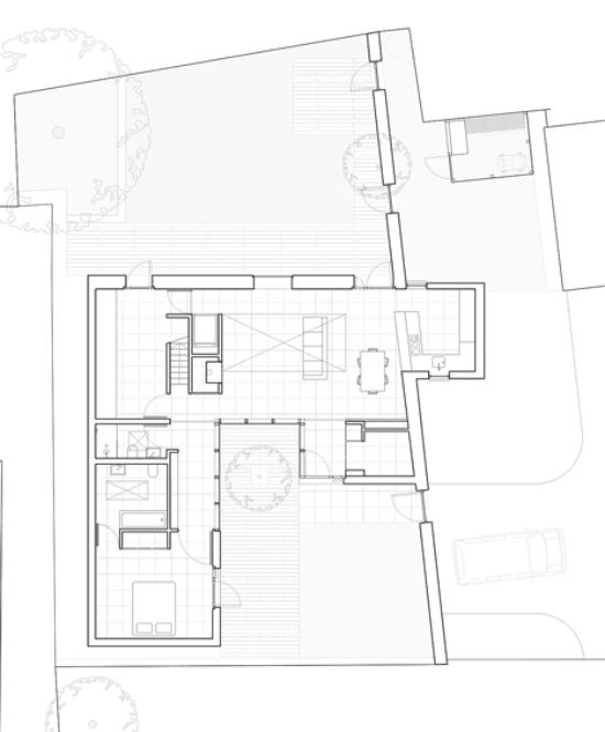 تخطيط منزل لذوي الاحتياجات الخاصة من استوديو octopi الطابق الأرضي