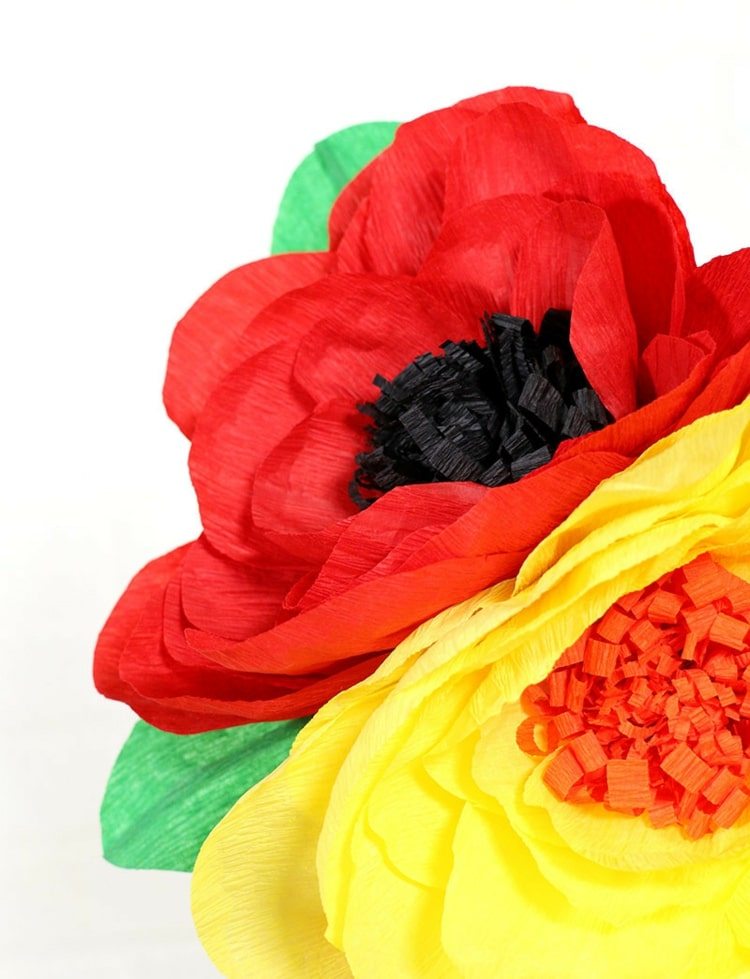 اصنع زهورًا بحجم XXL من ورق الكريب بألوان زاهية - تعليمات بسيطة