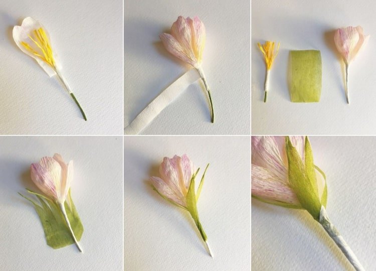 اصنع زهور الزعفران بنفسك باستخدام المناديل الورقية والكريب