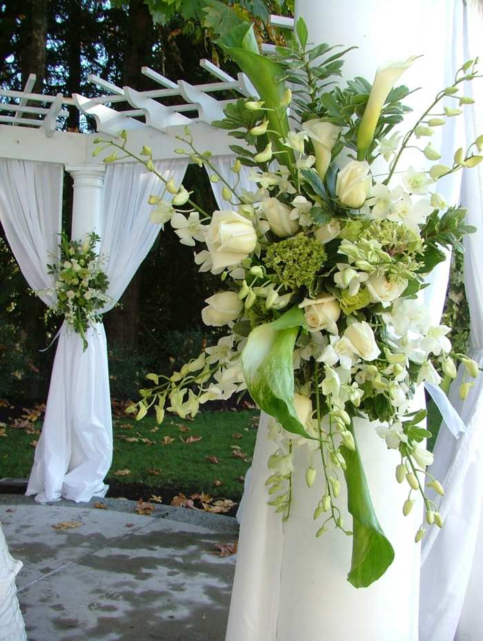 تنسيق الزهور زخرفة الزفاف العريشة البيضاء الخضراء