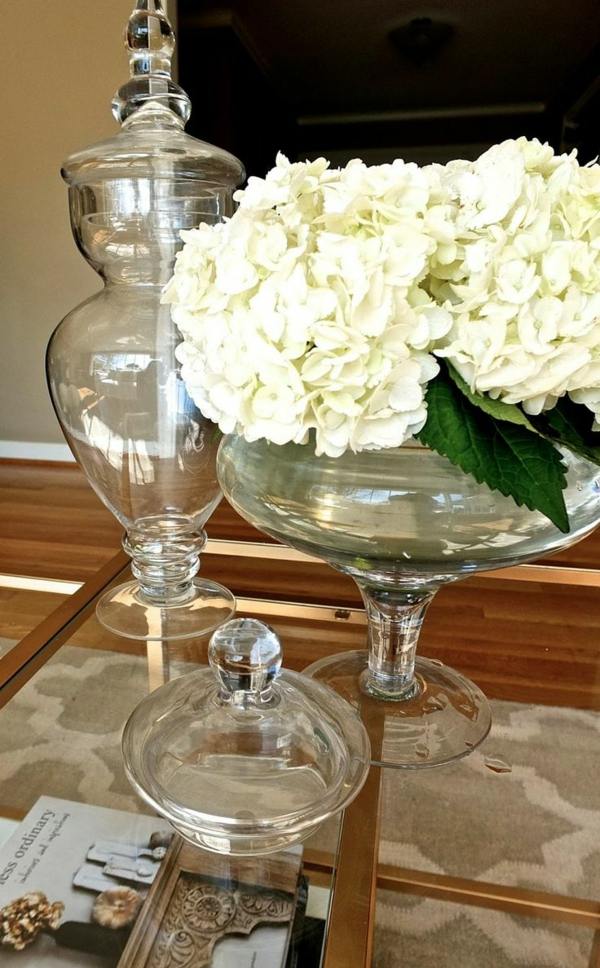 زبدية زهور بيضاء زجاج طاولة تزيين