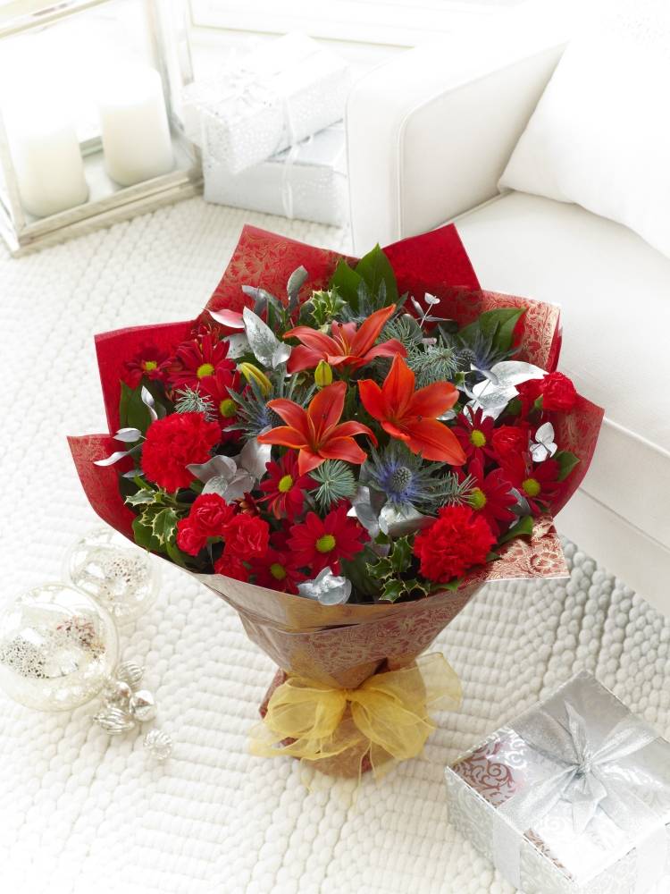 عيد الميلاد-الزهور-إعطاء-الزنبق الأحمر-الأقحوان