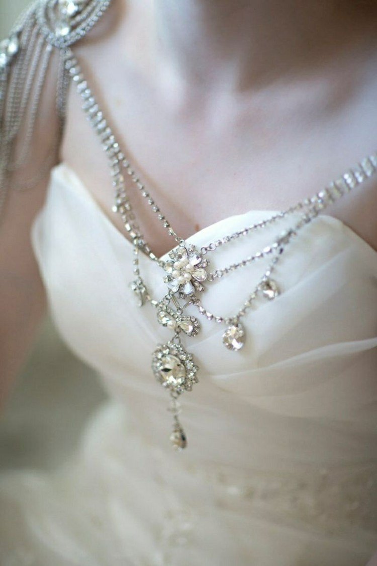 فكرة فستان الزفاف سلسلة من على الكتف ، ديكولت ، الزفاف الأبيض