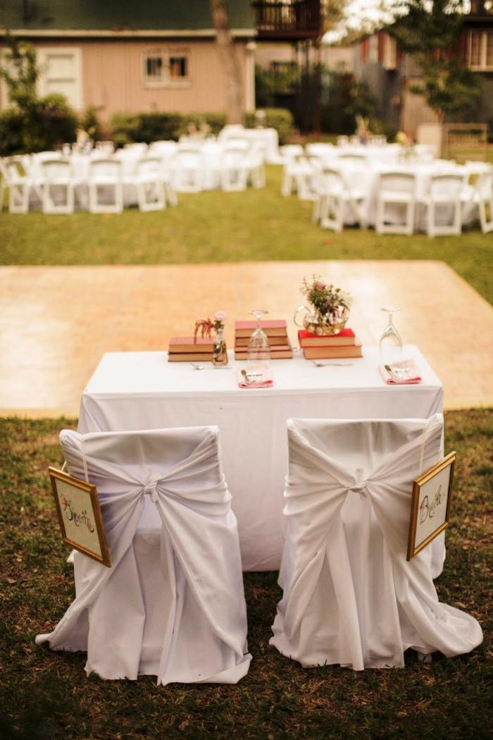 زينة الزفاف الأبيض الزفاف زوجين أقمشة طاولة الكراسي