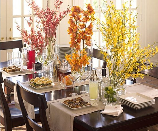 غرفة الطعام بوفيه الخريف الديكور الزهور