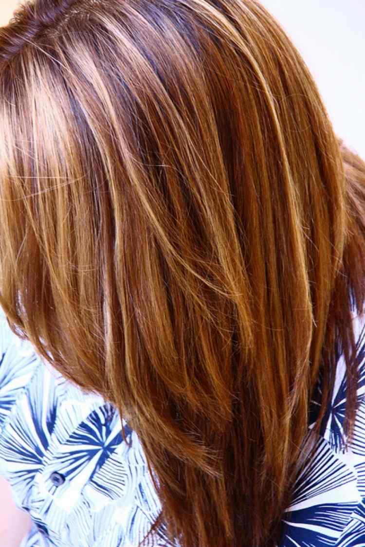 لون شعر كراميل - كراميل - شرائط - طبيعي - متوسط ​​- طويل - بني فاتح