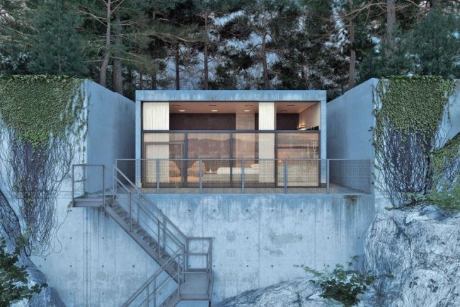 منزل مكعب مبني في التصور الصخري ثلاثي الأبعاد إيغور سيروتوف