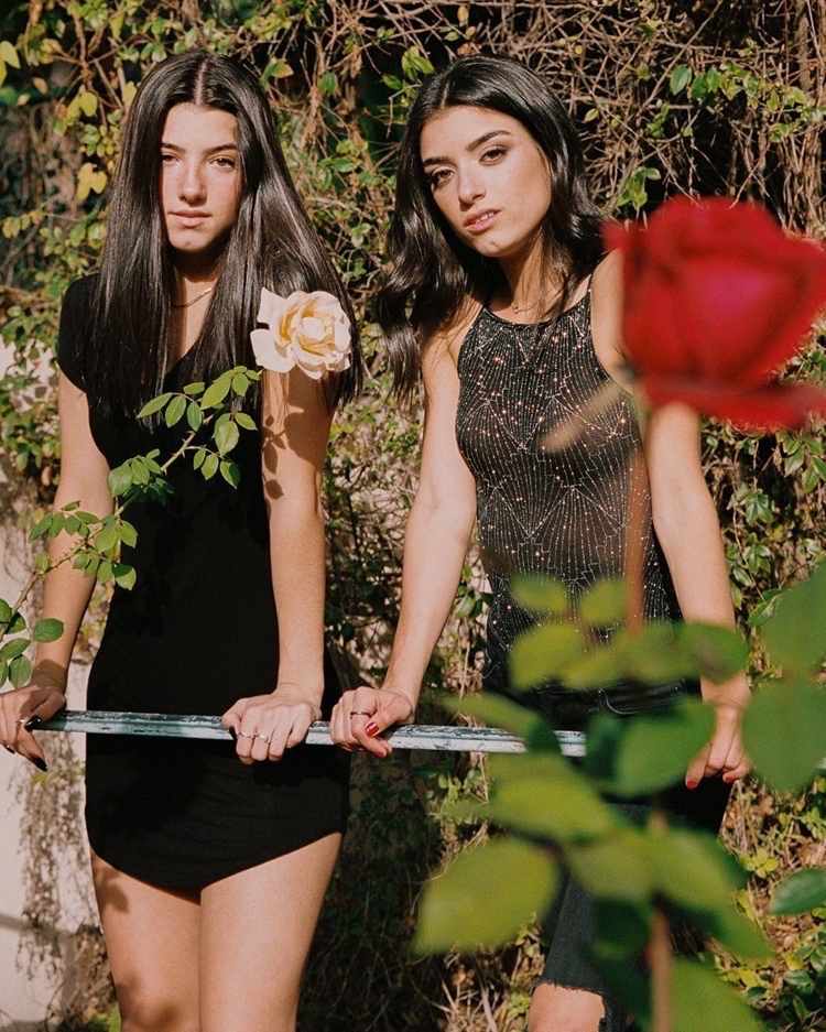 Charli D'Amelio وشقيقتها Dixie في فستان قصير في الحديقة
