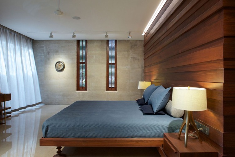 غرفة نوم - سرير - سرير - 3 دي - جدار - تصميم - خرساني