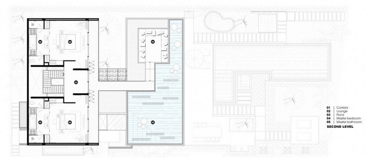 فيلا - مخطط طابق - طابق علوي - سقف - صالة - حمام سباحة