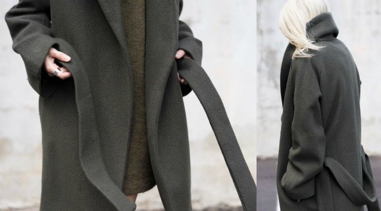 معطف نسائي - حزام - لف - معطف - كبير الحجم