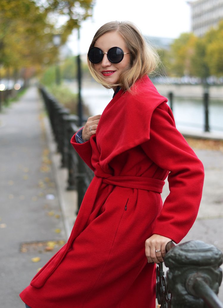 السيدات-معطف-الاتجاه-التفاف-معطف-النظارات الشمسية-الأحمر