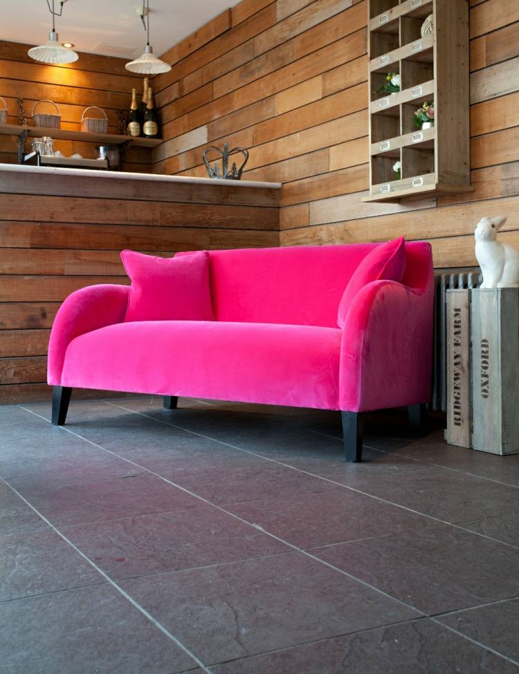 الأريكة المخملية الباذخ شريط الوردي جدار الكسوة لوحات خشبية