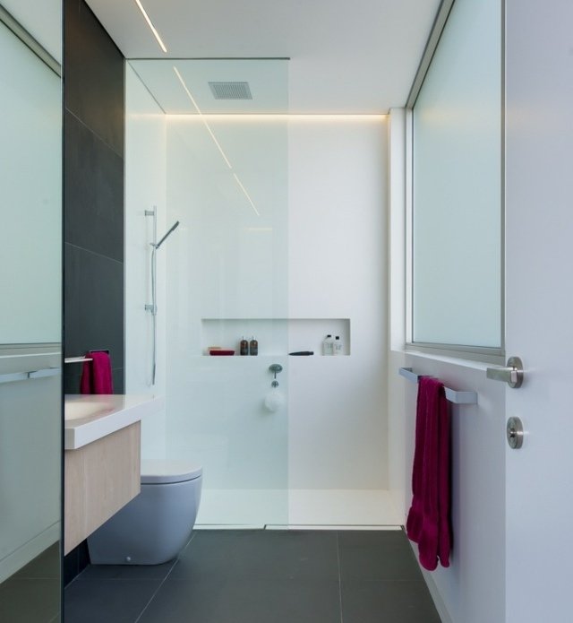 أفكار تصميم الحمام كابينة الاستحمام الجدار الزجاجي الحديث