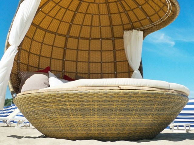 تصميم أثاث سرير الروطان ستائر الحماية من أشعة الشمس