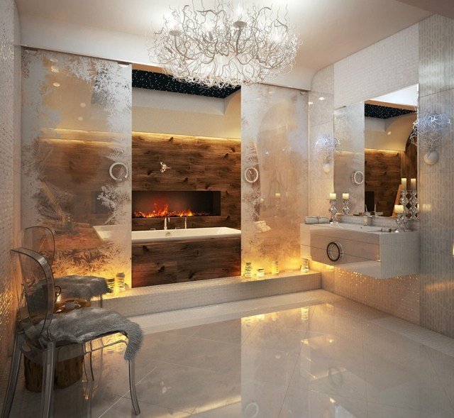 تصميم حمام فاخر ثلاثي الأبعاد مدفأة داخلية أوكسانا بالاماتجوك