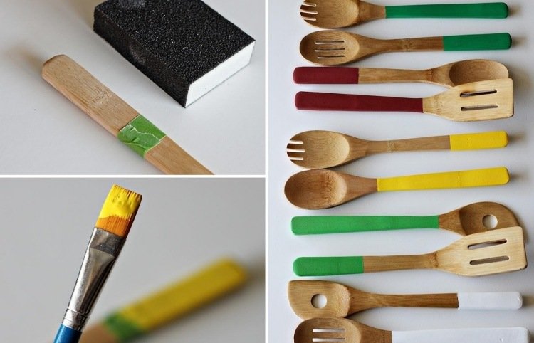 أفكار-ديكور-مطبخ-افعلها-نفسك-أقواس-الخيزران-مجموعة-ملعقة خشبية-أواني-ألوان-تخصيص
