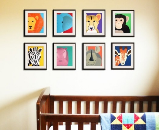 أفكار ديكو غرفة الأطفال مع لوحات أنماط الحيوانات