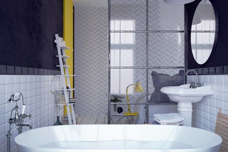 ديكور-غرفة نوم-حمام-فكرة-بانيو-حوض-قاعدة-رف-ابيض