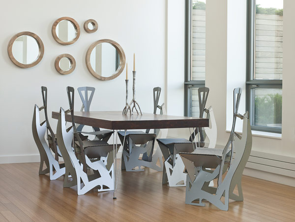 كرسي قابل للطي أثاث غرفة الطعام على شكل ورق ألومنيوم من الفولاذ المقاوم للصدأ