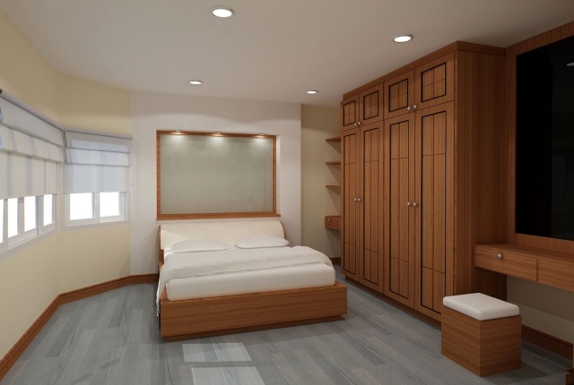 غرفة نوم سرير عناصر مشرقة خزانة ما يكفي من السقف