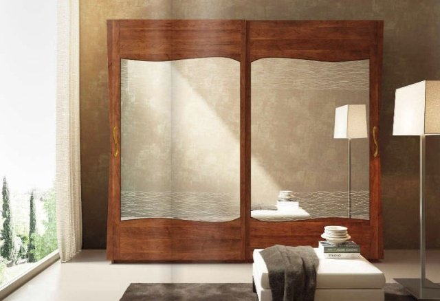 خزانة خشبية مع مرآة باب بمفصلات ، حافة مموجة stilema-ST TROPEZ