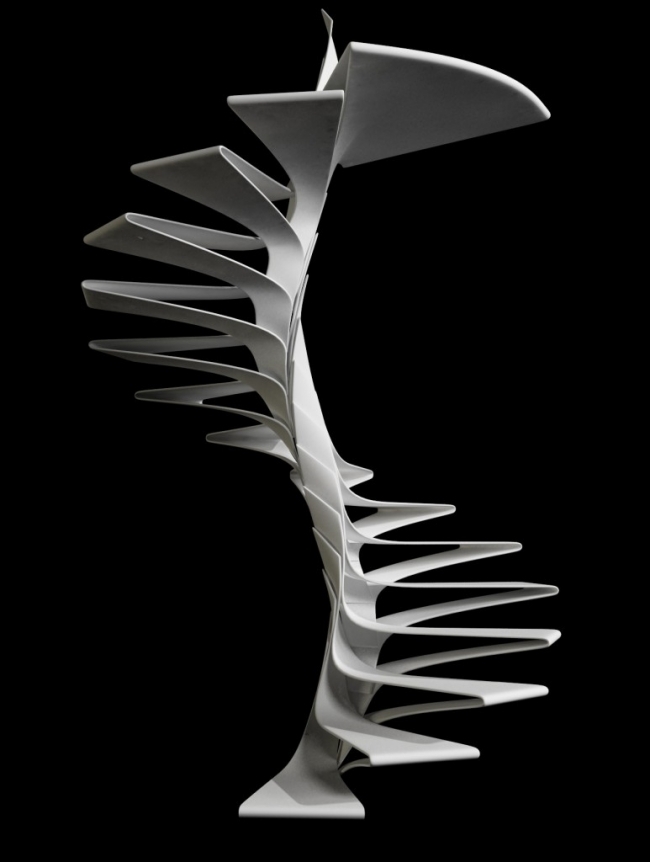تصميم نموذج سلم حلزوني مصنوع من خطوات من الألياف الزجاجية