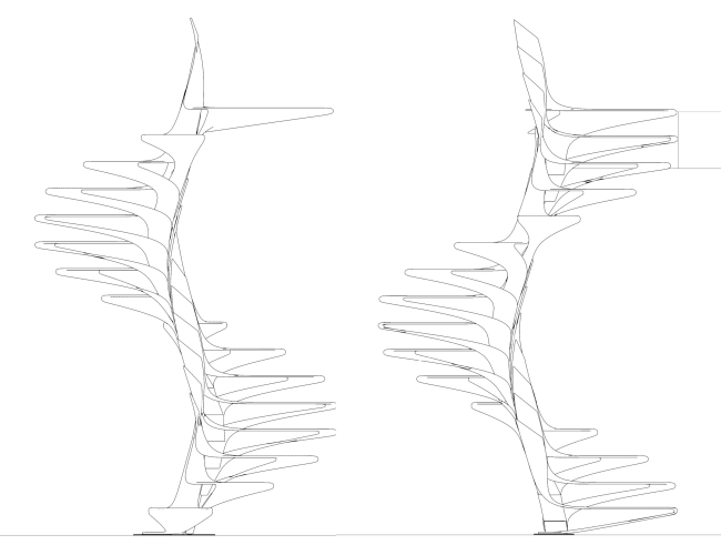مفهوم رسم نموذج أولي من الألياف الزجاجية الدرج الحلزوني