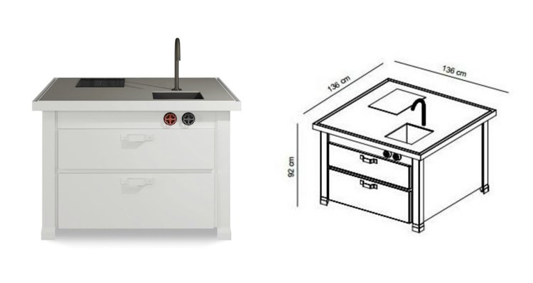تصميم مطبخ صغير مينا ابعاد-ابيض-سطح-رمادي-سطح عمل