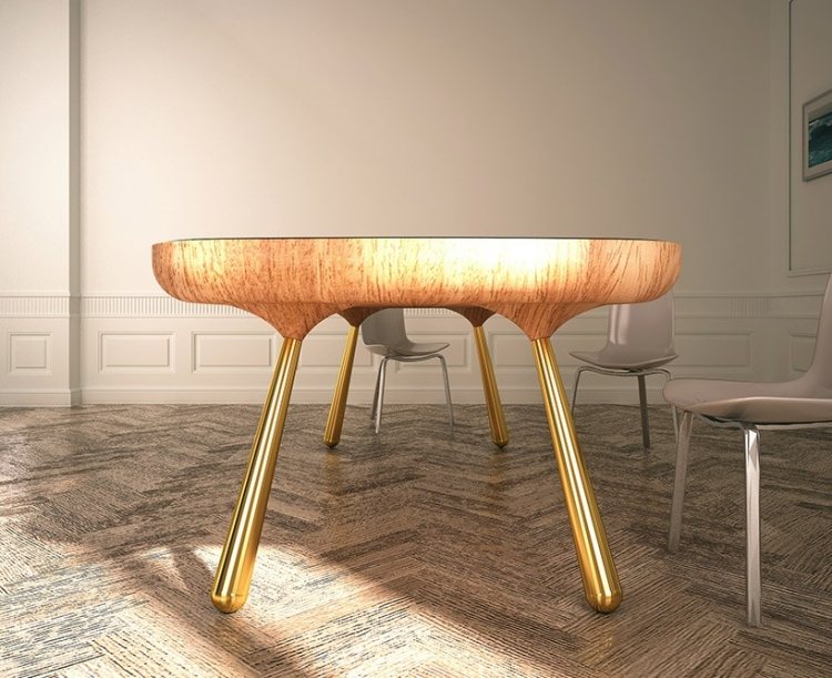 مصمم-طاولة-سفرة-مشكال-أرجل نحاسية-هيكل خشب