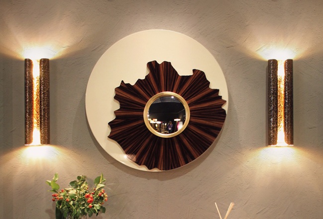 الأثاث المصمم من قبل Brabbu iris مرآة الحائط عنصر خشبي مستدير