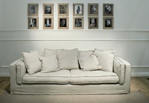 صورة الجدار أريكة غرفة المعيشة فكرة التصميم