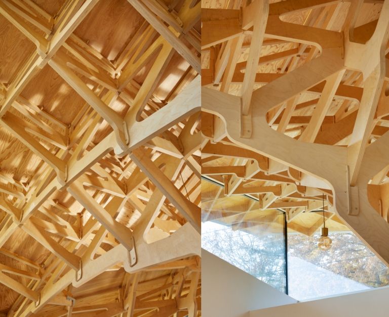 معلقة خشبية سقف كوة التصميم الداخلي الزجاج