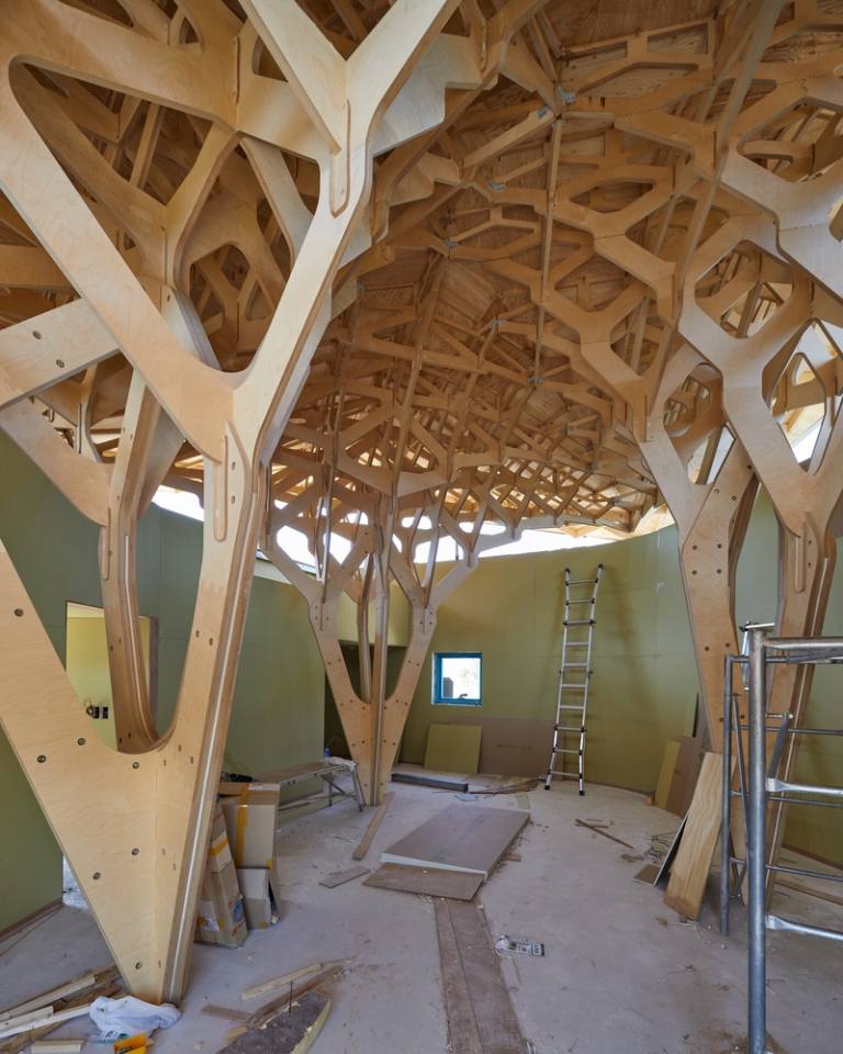 السقف الخشبي المعلق الجدران الجصية والسقف والأرضية