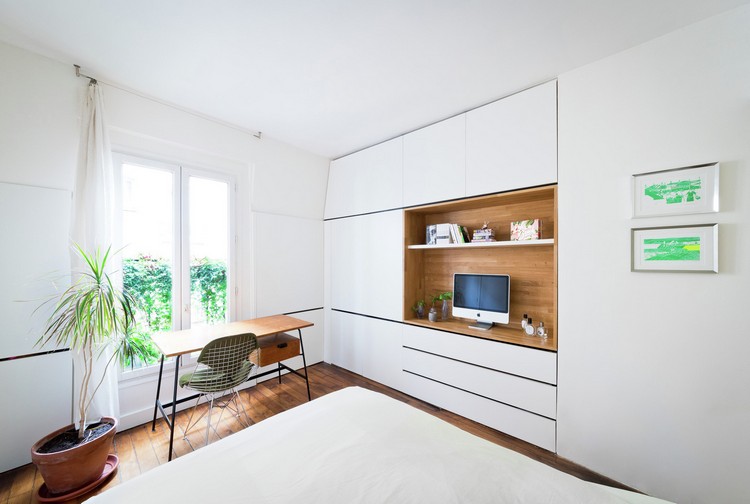 غرفه نوم بيضاء-مكتب-خشب-يد-دولاب-دواليب