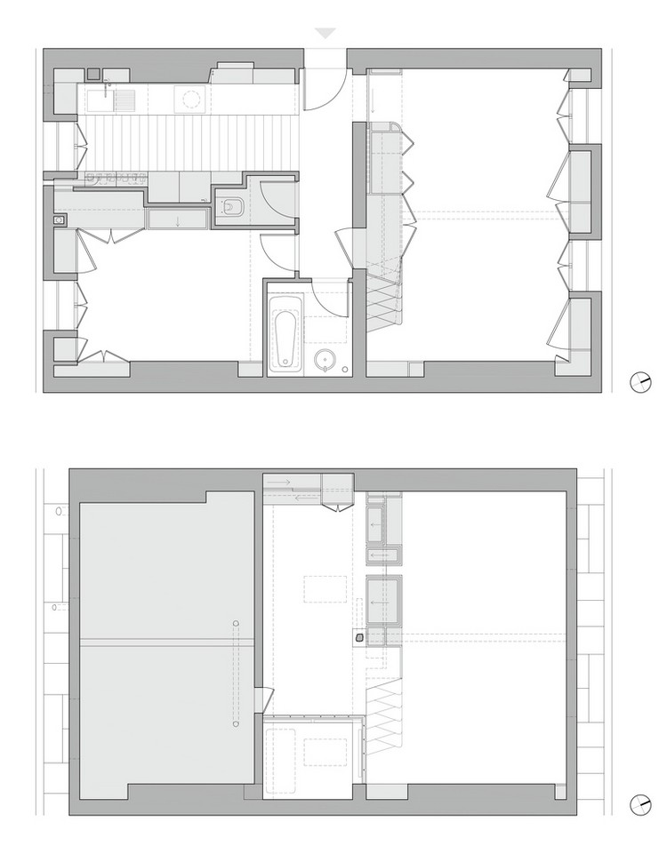 الطابق العلوي شقة - تصميم - مخطط الطابق - غرف المعيشة