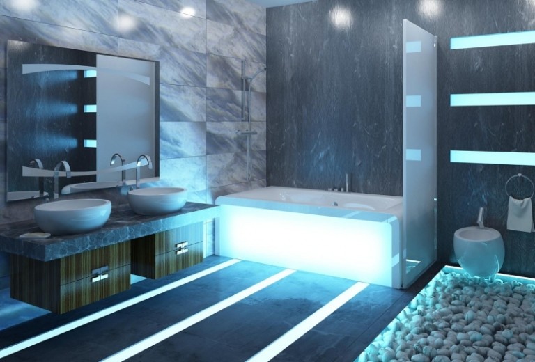 تصميم الحمام - افكار للحمام - اضاءة ارضيات حديثة - ارضيات رخام